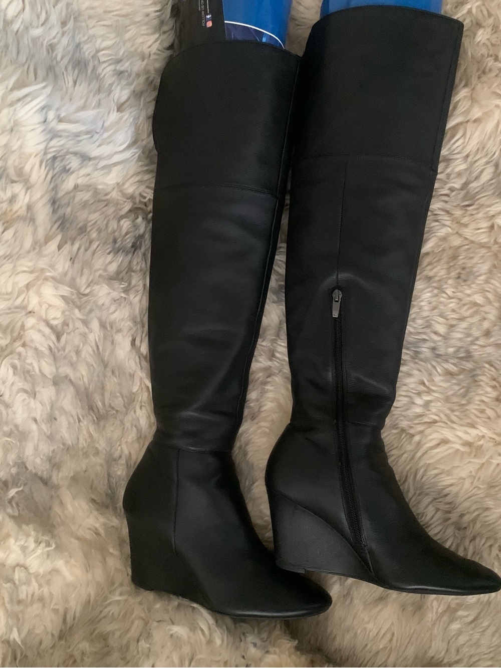 Via Spiga Kennedy Wedge over-the-knee Italian Leather boots, size 9